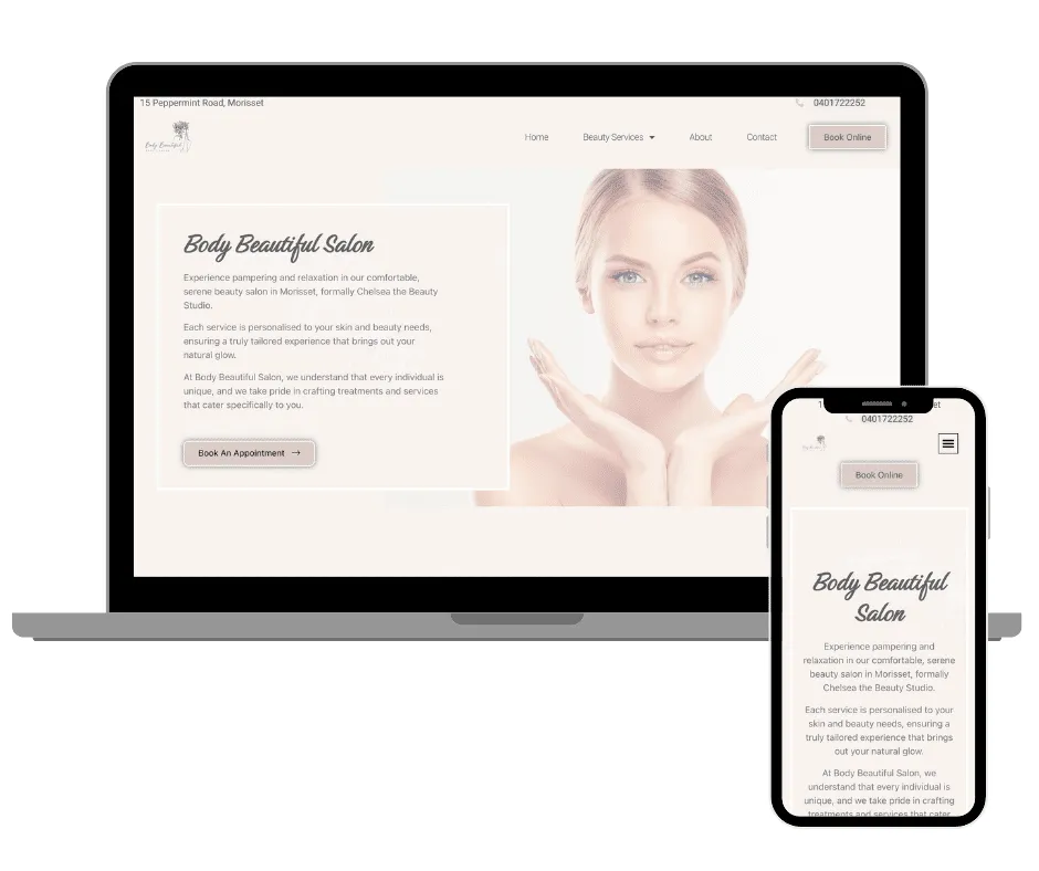 body beautiful salon website design